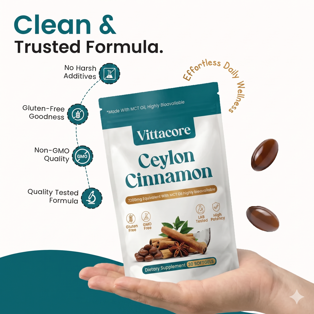 Ceylon Cinnamon 7200mg Equivalent with MCT Oil
