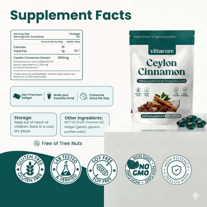 Ceylon Cinnamon 7200mg Equivalent with MCT Oil